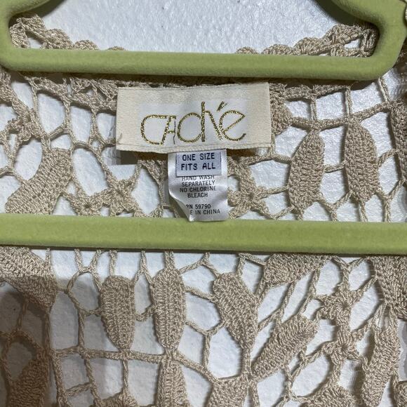 Cache Cream Vintage Crochet Vest Sz O/S - Picture 5 of 12
